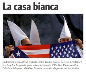 Così titola "il manifesto" del 12 nov, 2016