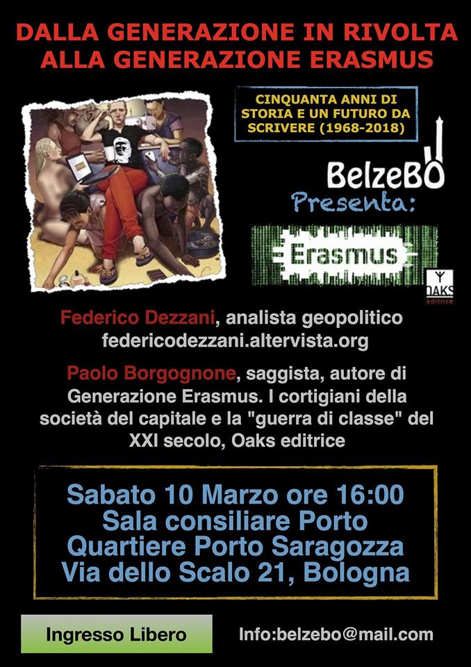 Dalla generazione in rivolta alla generazione Erasmus (Bologna, 10 mar. 2018)