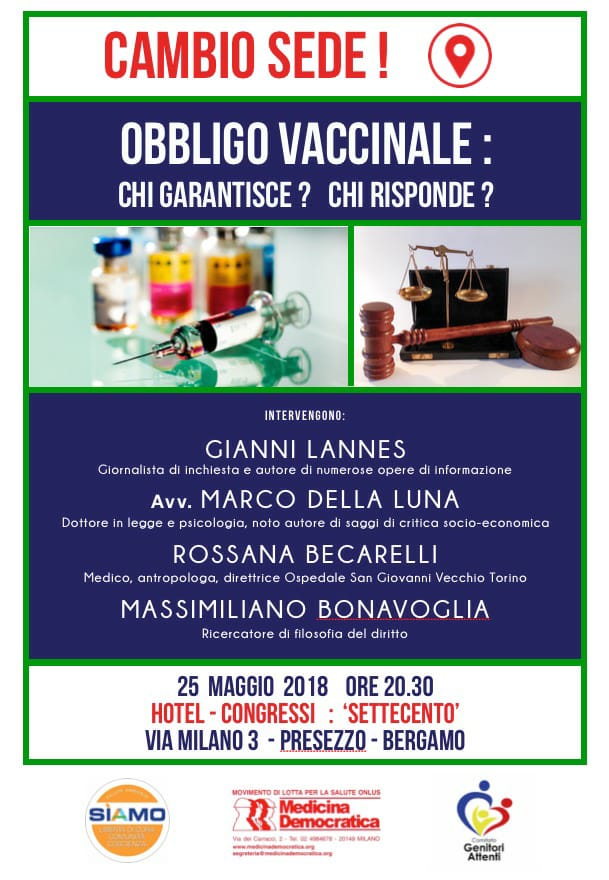 Obbligo vaccinale: chi garantisce? chi risponde? (Presezzo (BG), 25 mag. 2018)